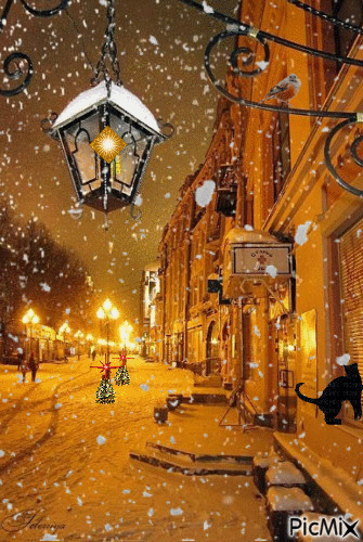 Зимна вечер - Безплатен анимиран GIF