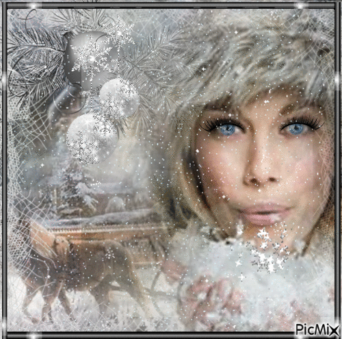 Contest Vintage portrait under snow - Δωρεάν κινούμενο GIF