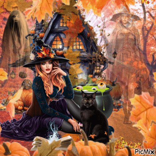 Bruja de otoño - Безплатен анимиран GIF