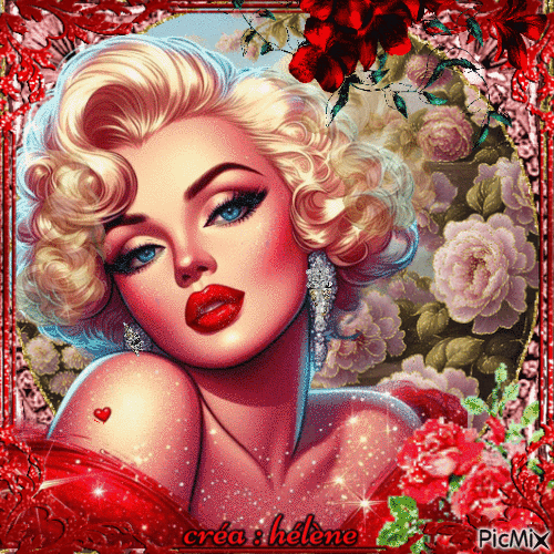concours : Marilyn en rose ou rouge - GIF animé gratuit