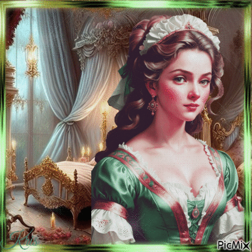 femme vintage aux couleurs vert et marron🌹🌼❤️ - Δωρεάν κινούμενο GIF