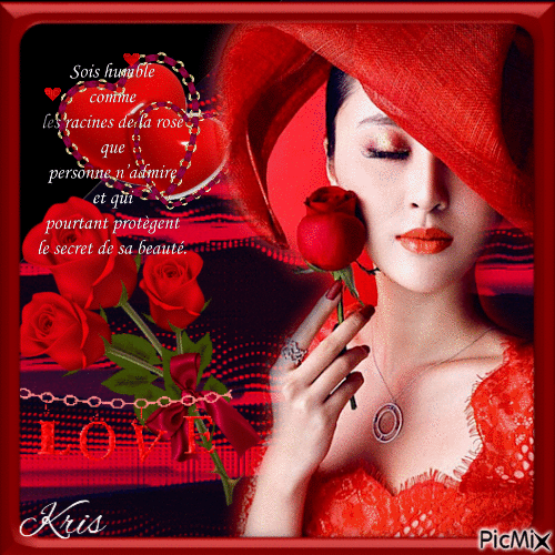 Rose et amour - Tons rouges - Gratis animerad GIF