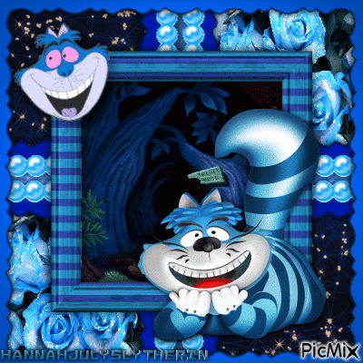 ♥♦♣♠Blue Cheshire Cat♠♣♦♥ - Gratis animeret GIF