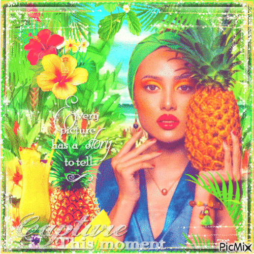 Woman and Pineapple - 無料のアニメーション GIF