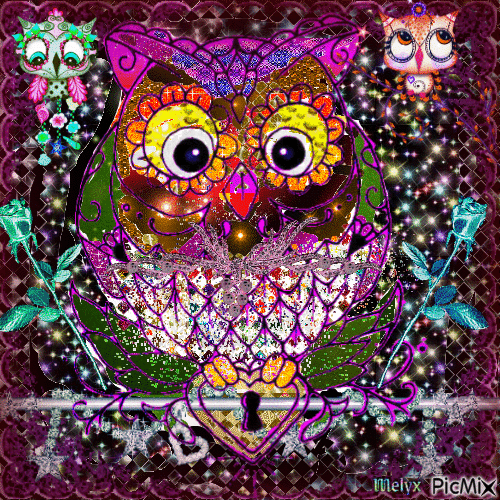 glitter owl - Zdarma animovaný GIF