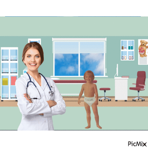 Doctor and baby - Безплатен анимиран GIF