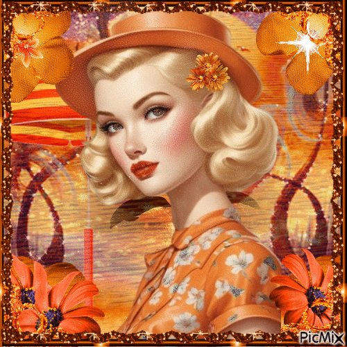 Retrato en paleta de colores naranja - GIF animado grátis