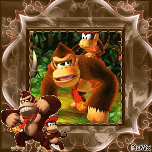 Donkey Kong & Diddy Kong - Darmowy animowany GIF