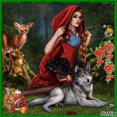 Red Riding Hood and the Wolf - GIF animate gratis