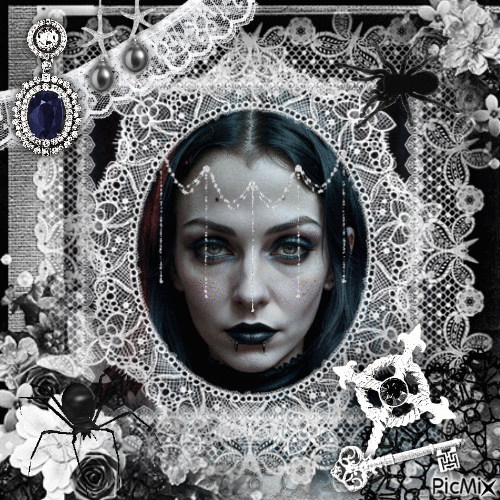 Goth woman portrait - GIF animé gratuit