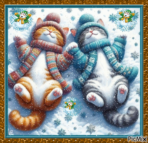 chats dans la neige - Ilmainen animoitu GIF