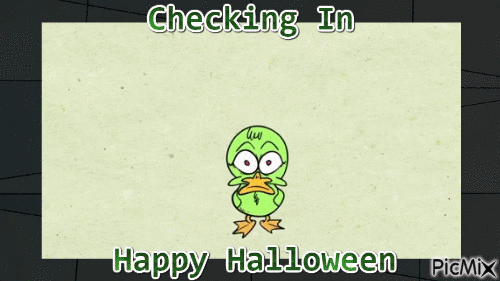 Halloween Check-In - Бесплатный анимированный гифка