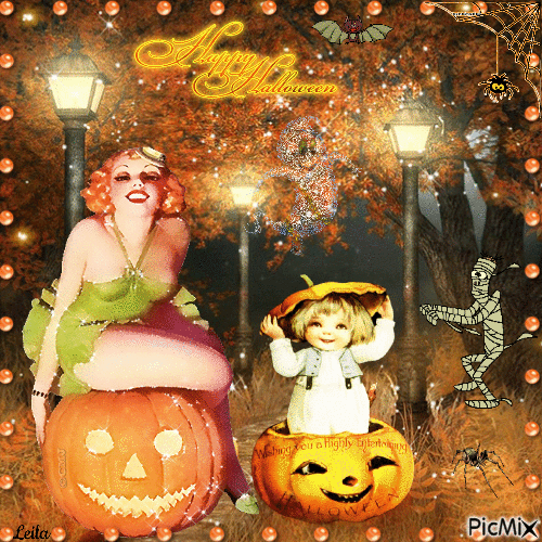 Happy Halloween. Mother and child - Free animated GIF