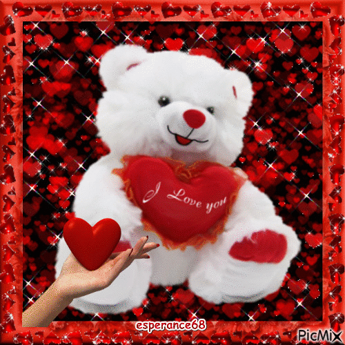 Hearts and teddy bears - GIF animé gratuit