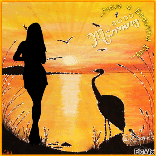 Good Morning. Have a Beautiful day. Silhouette - GIF animado grátis