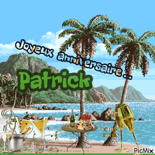 joyeux anniversaire Patrick - Бесплатный анимированный гифка