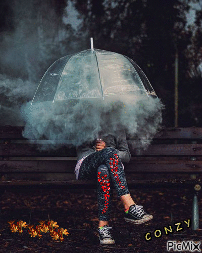 Niebla bajo el paraguas - GIF animé gratuit