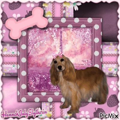 {♥}Spaniel in Pink{♥} - Free animated GIF