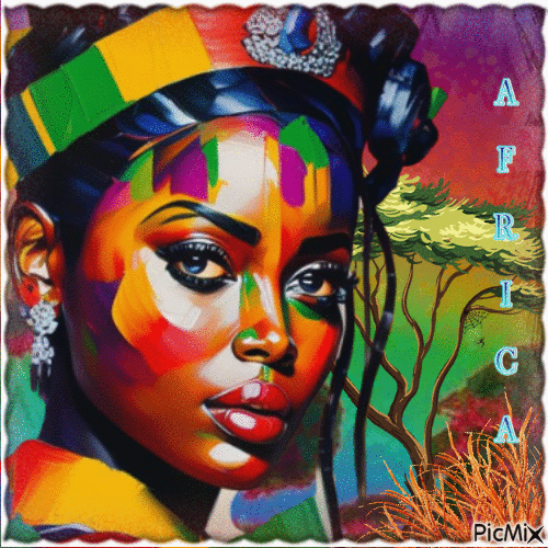 Concours : Femme d'Afrique - Multicolore - Zdarma animovaný GIF