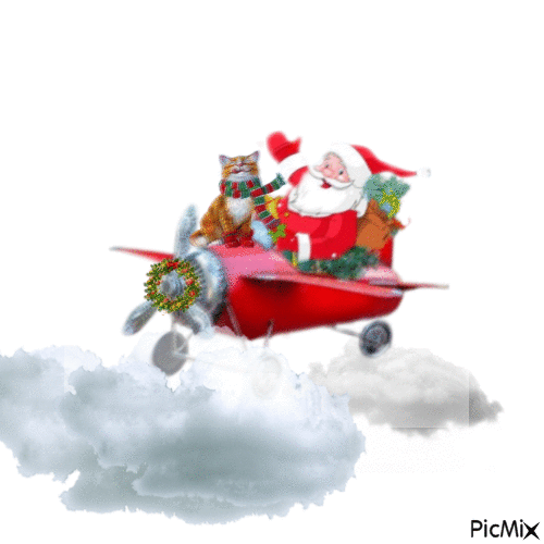 Santa in plane 2 - GIF animé gratuit