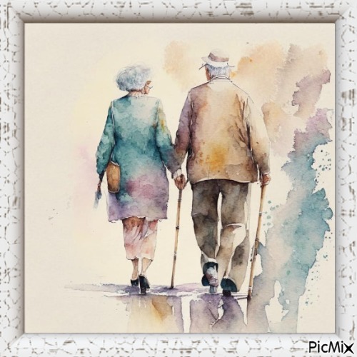 Sweet elderly couple - ingyenes png