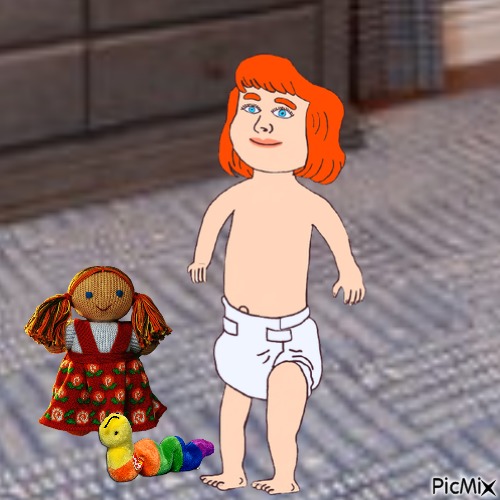 Baby with dolly and Inch - darmowe png