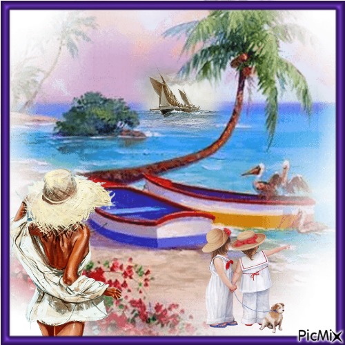 Dia de verão na praia - PNG gratuit