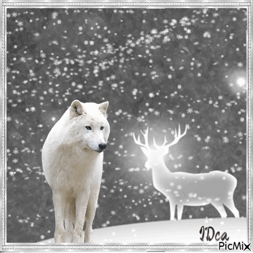 Le loup et le cerf - Darmowy animowany GIF