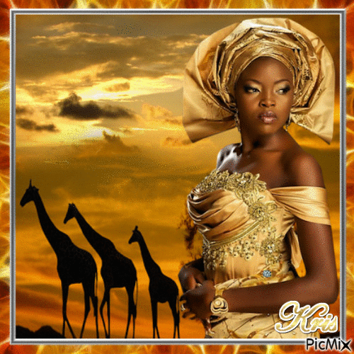 Portrait d'une fille d'Afrique - Безплатен анимиран GIF