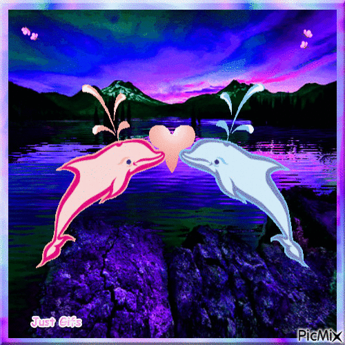 Dolphin Love - Безплатен анимиран GIF