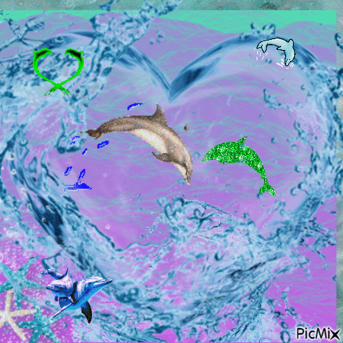 Delfine im Wasser. - Free animated GIF