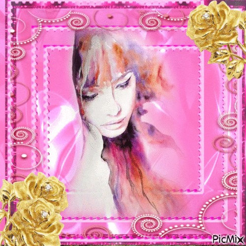 Donna in rosa - GIF animado gratis