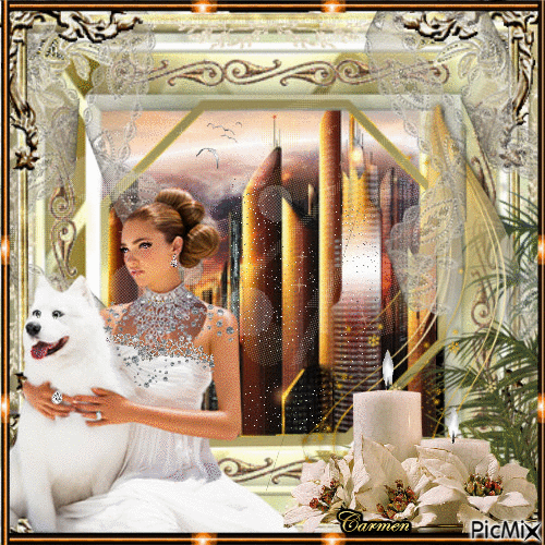 Ritratto di donna con cane - Ingyenes animált GIF
