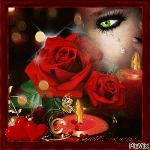 Rosa vermelha em moldura vermelha - Ingyenes animált GIF