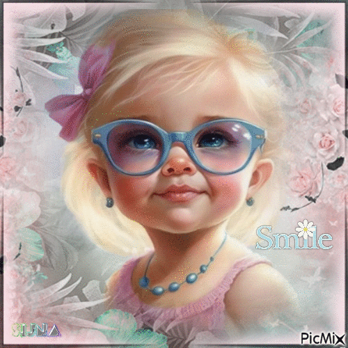 Little girl with glasses - Free animated GIF