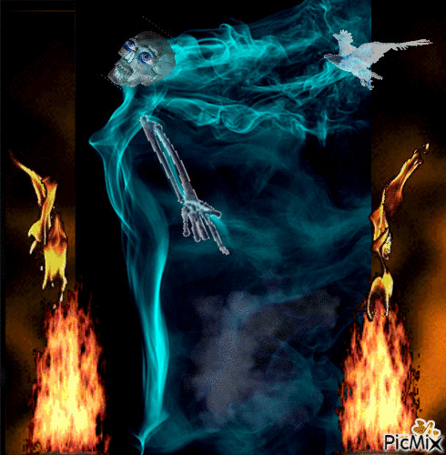 Concours "Skeleton and fire" - Darmowy animowany GIF