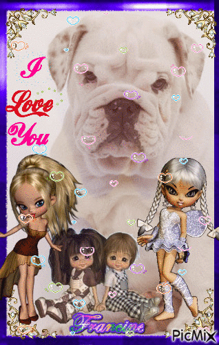 Mr. Bulldog et ses amies ♥♥♥ - GIF animé gratuit