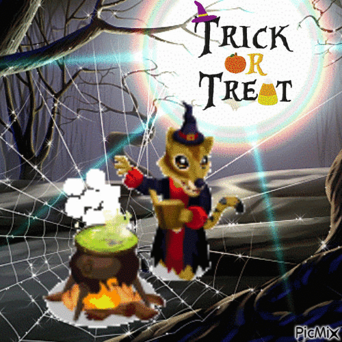 GZ TRICK OR TREAT Tasmanian Tiger Witch - GIF animasi gratis