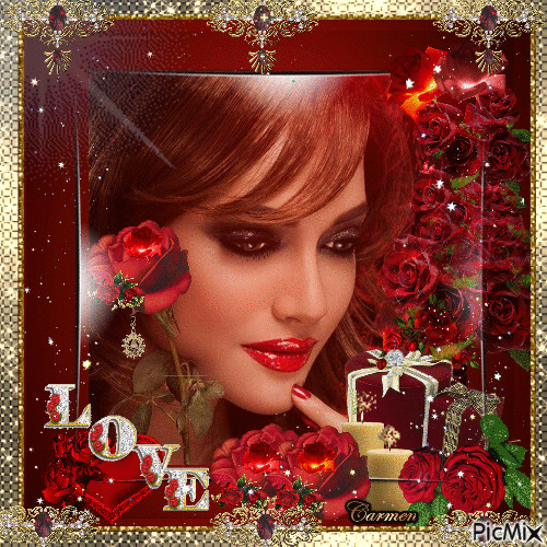Ritratto di donna con rose - Ingyenes animált GIF