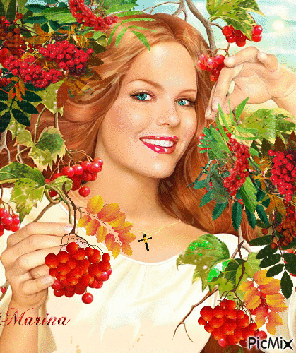 Girl with rowanberries