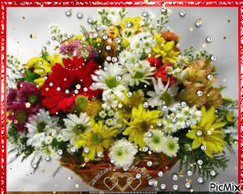 cesta de flores cantinho - GIF เคลื่อนไหวฟรี