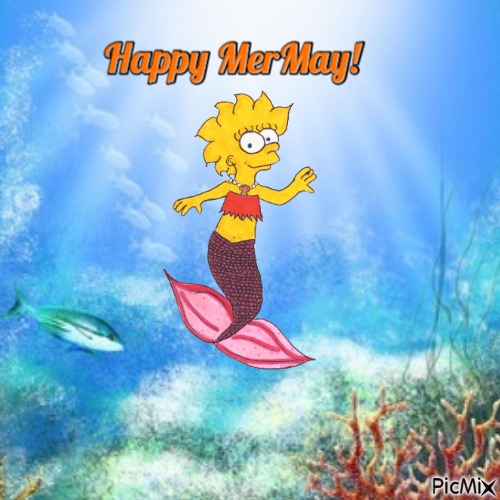 Happy MerMay from Lisa Simpson - zdarma png