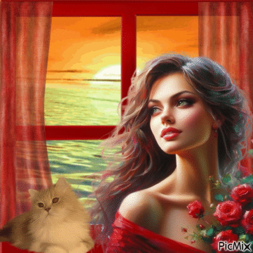 Donna alla finestra - Безплатен анимиран GIF