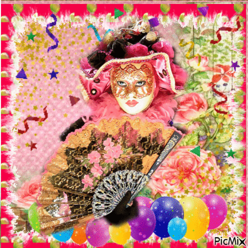 masquerade in pink - GIF animé gratuit