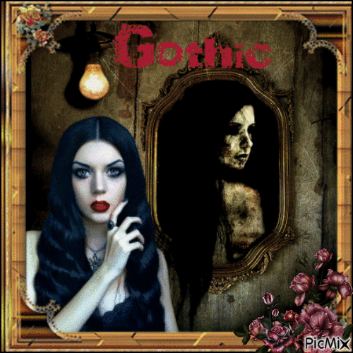 Gothic Girl in the Mirror - Gratis geanimeerde GIF