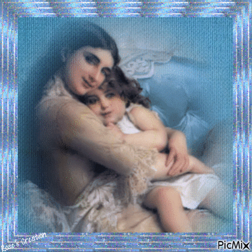 Concours :  Mère et enfant sur fond bleu - Δωρεάν κινούμενο GIF