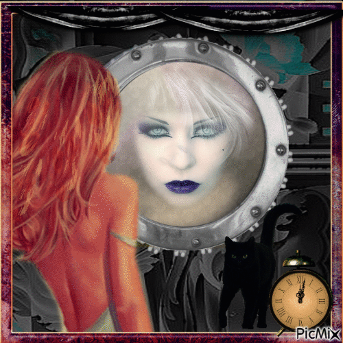 Femme dans le miroir - Бесплатный анимированный гифка