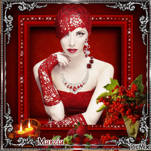 Belle femme en rouge - GIF animado grátis