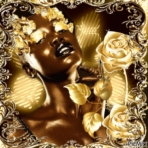Portrait de femme en or - Gratis animeret GIF