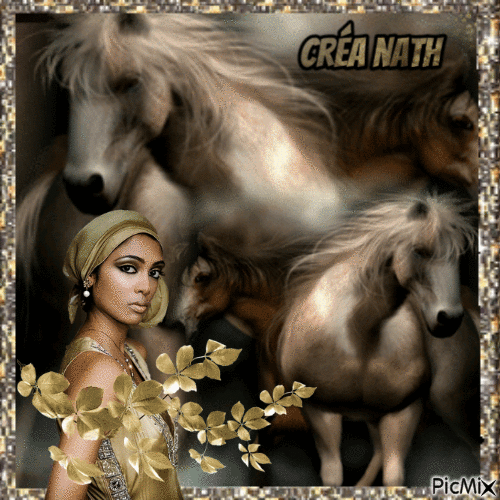 Femme et cheval 🐎🐴🐎🐴 - Бесплатный анимированный гифка